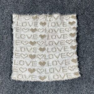 Juicy Couture Tan White‎ Fuzzy Love Heart Knit Neck Warmer Snood One Size Y2K